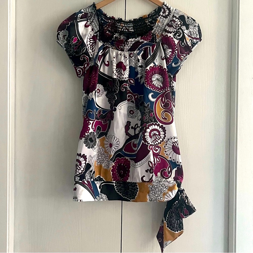 My Michelle Floral Blouse - Purple, Black, Gold